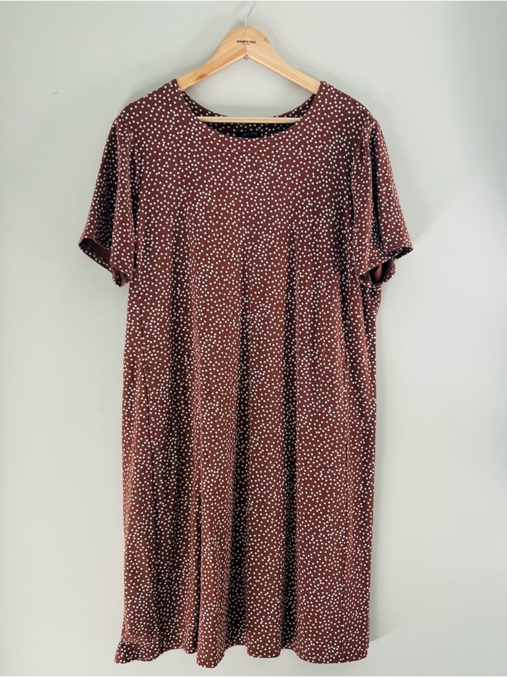 J Jill Wearever Collection Brown Polka Dot Jersey Dress XL